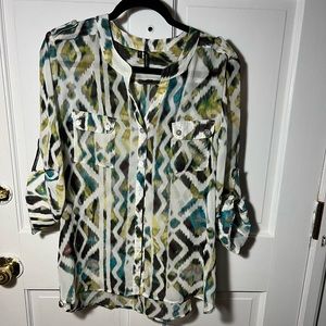 Maurices XXL semi sheer button down blouse 3/4 sleeve